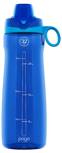 Pogo Tritan Chug Water Bottles, 32 Oz, Gray/Blue, Pack Of 2 Bottles