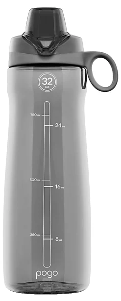 Pogo Tritan Chug Water Bottles, 32 Oz, Gray/Blue, Pack Of 2 Bottles