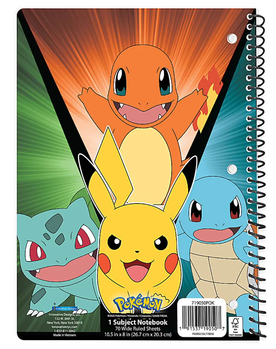 Pokemon Single Subject Wide Ruled Notebook, 70 Sheets
