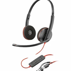 Poly Blackwire 3220 Stereo USB-C Headset + USB-C/A Adapter (Bulk) - Stereo - USB Type C, Mini-phone (3.5mm) - 8X228A6