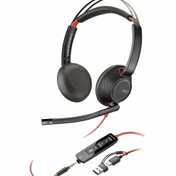 Poly Blackwire 5220 Stereo USB-C Headset + 3.5mm Plug + USB-C/A Adapter - Microsoft Teams Certification - 8X231AA