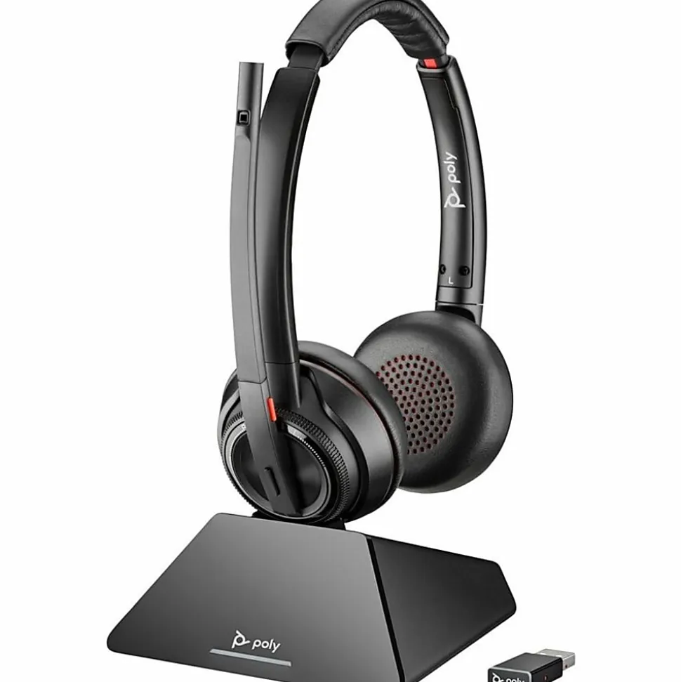 Poly Savi 8220 UC Microsoft Teams Certified DECT 1920-1930 MHz USB-A Headset - Stereo - Wireless - Bluetooth/DECT - 77Y82AAABA