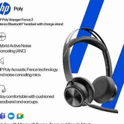 Poly Voyager Focus 2 Headset - Microsoft Teams Certification - Google Assistant, Siri - Stereo - USB Type C - 9T9J6AAAC3