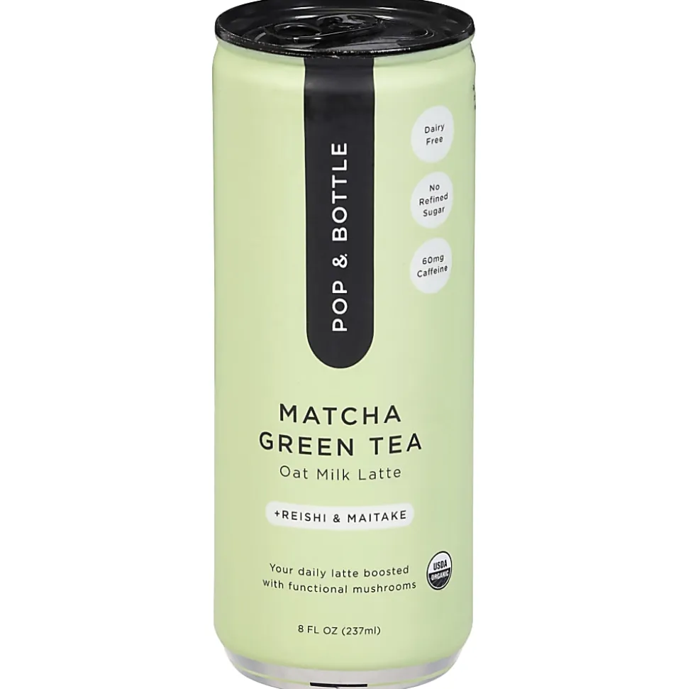 Pop & Bottle Oat Milk Lattes, Matcha Green Tea, 8 Oz, Total Qty 12