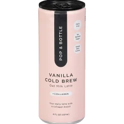Pop & Bottle Oat Milk Lattes, Vanilla, 8 Oz, Total Qty 12