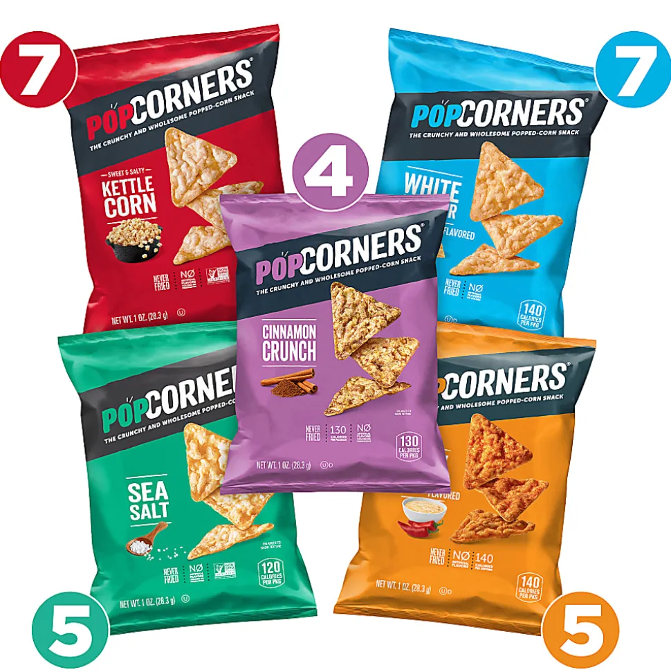 PopCorners 4-Flavor Popped Corn Chips Snacks Variety Pack, Box Of 28 Bags
