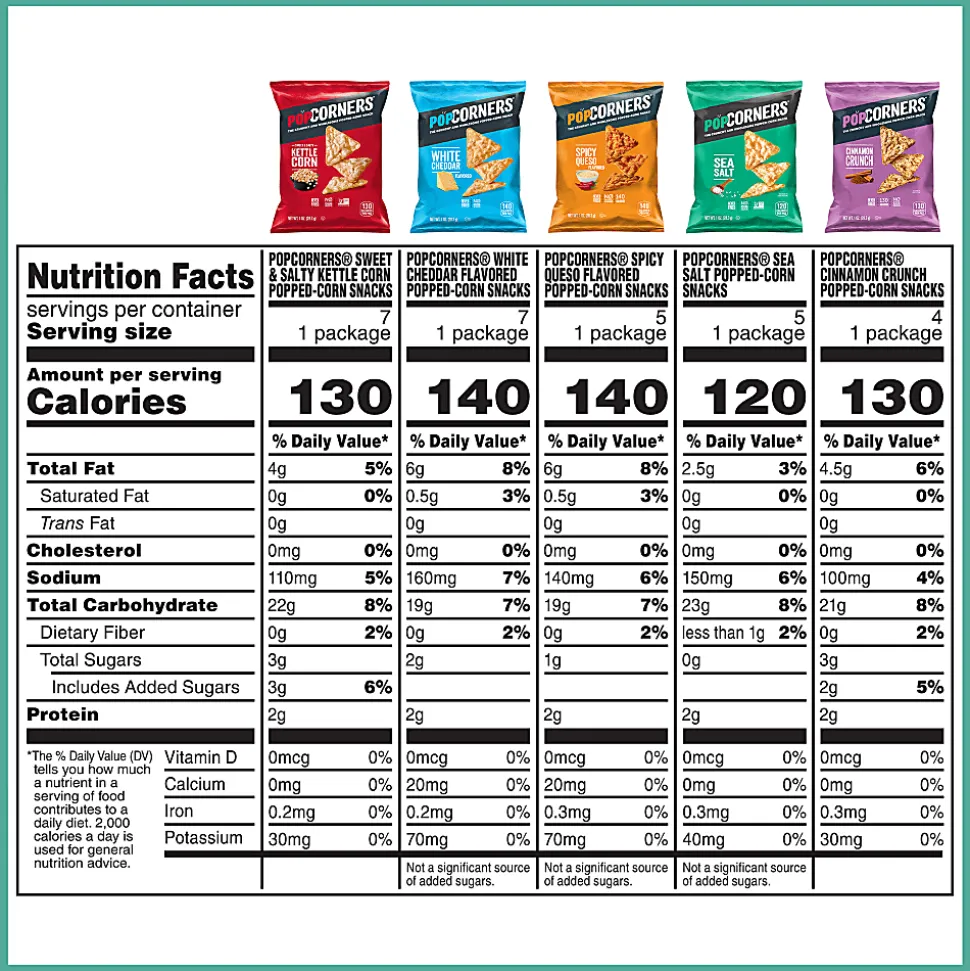 PopCorners 4-Flavor Popped Corn Chips Snacks Variety Pack, Box Of 28 Bags