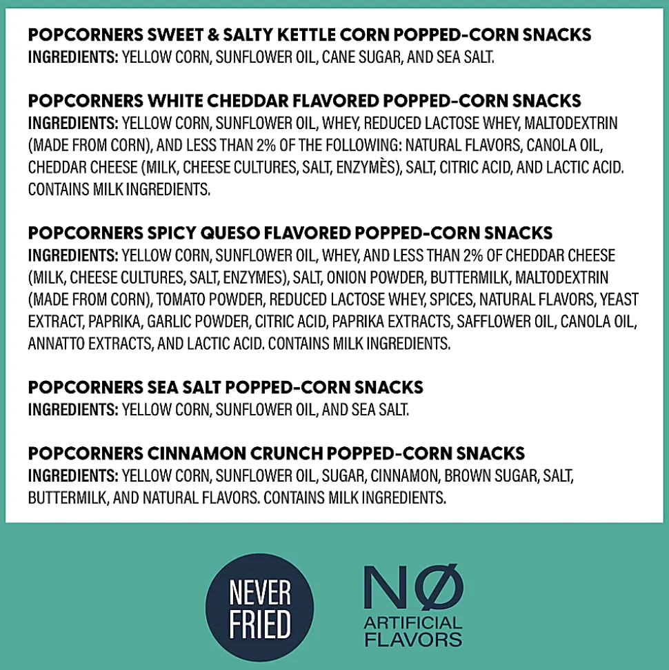 PopCorners 4-Flavor Popped Corn Chips Snacks Variety Pack, Box Of 28 Bags