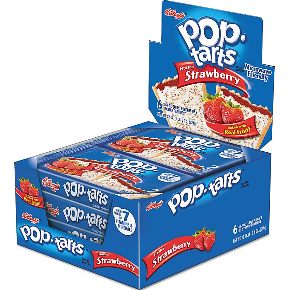 Pop-Tarts Toaster Pastries, Frosted Strawberry, 3.67 Oz, Box Of 72 Pastries