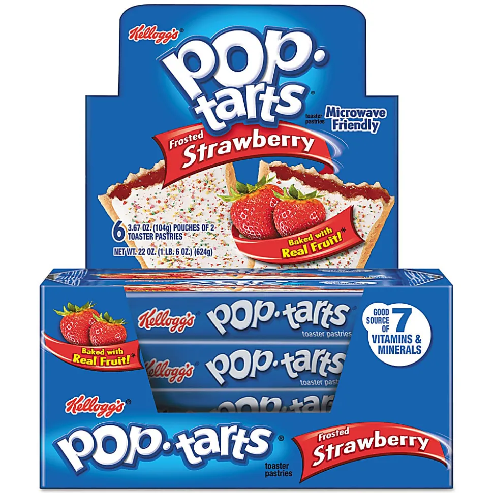 Pop-Tarts Toaster Pastries, Frosted Strawberry, 3.67 Oz, Box Of 72 Pastries