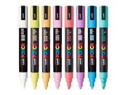 POSCA PC 5M Soft Colors Water Based Paint Markers, Reversible Medium Tip (1.8 2.5mm), Assorted Colors, 8 count