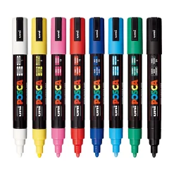 POSCA PC-5M Water-Based Paint Markers, Reversible Medium Tip, Assorted Colors, Pack Of 8 Markers
