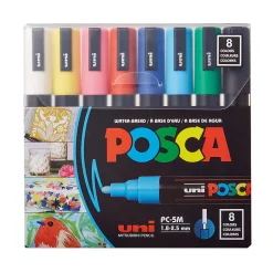 POSCA PC-5M Water-Based Paint Markers, Reversible Medium Tip, Assorted Colors, Pack Of 8 Markers