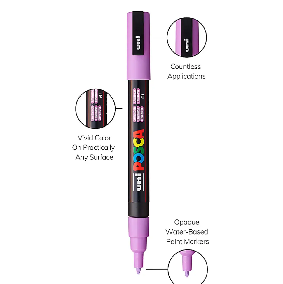 POSCA PC 3M Water Based Paint Markers, Reversible Fine Tip (0.9 1.3mm), Soft Colors, 8ct