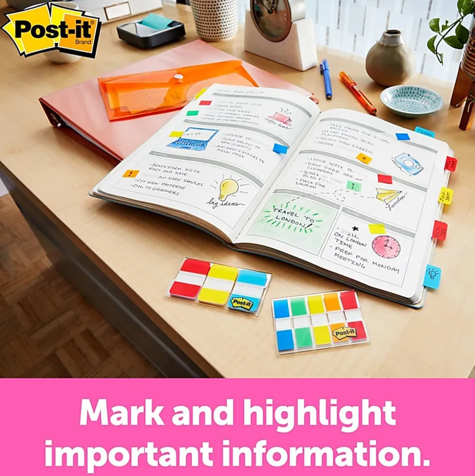 Post-it® Assorted 1/2" Portable Flags - Assorted - Self-stick - 189 / Pack