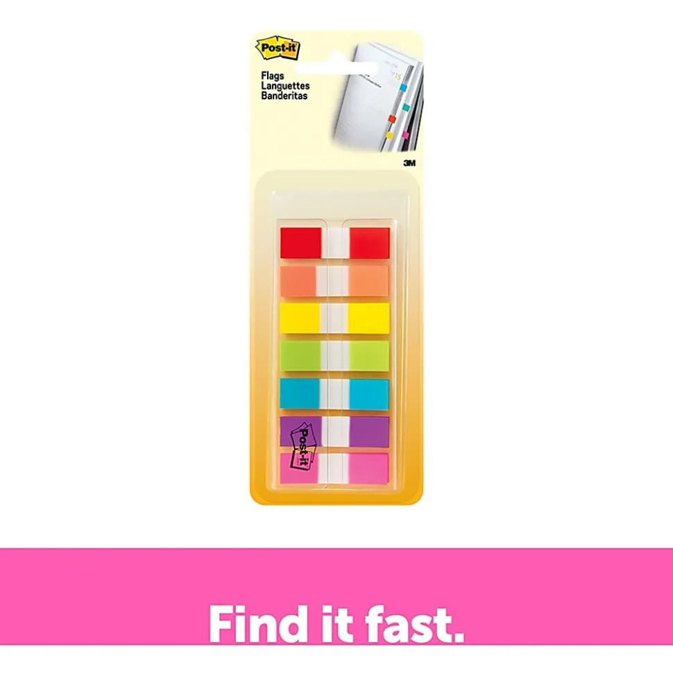 Post-it® Assorted 1/2" Portable Flags - Assorted - Self-stick - 189 / Pack