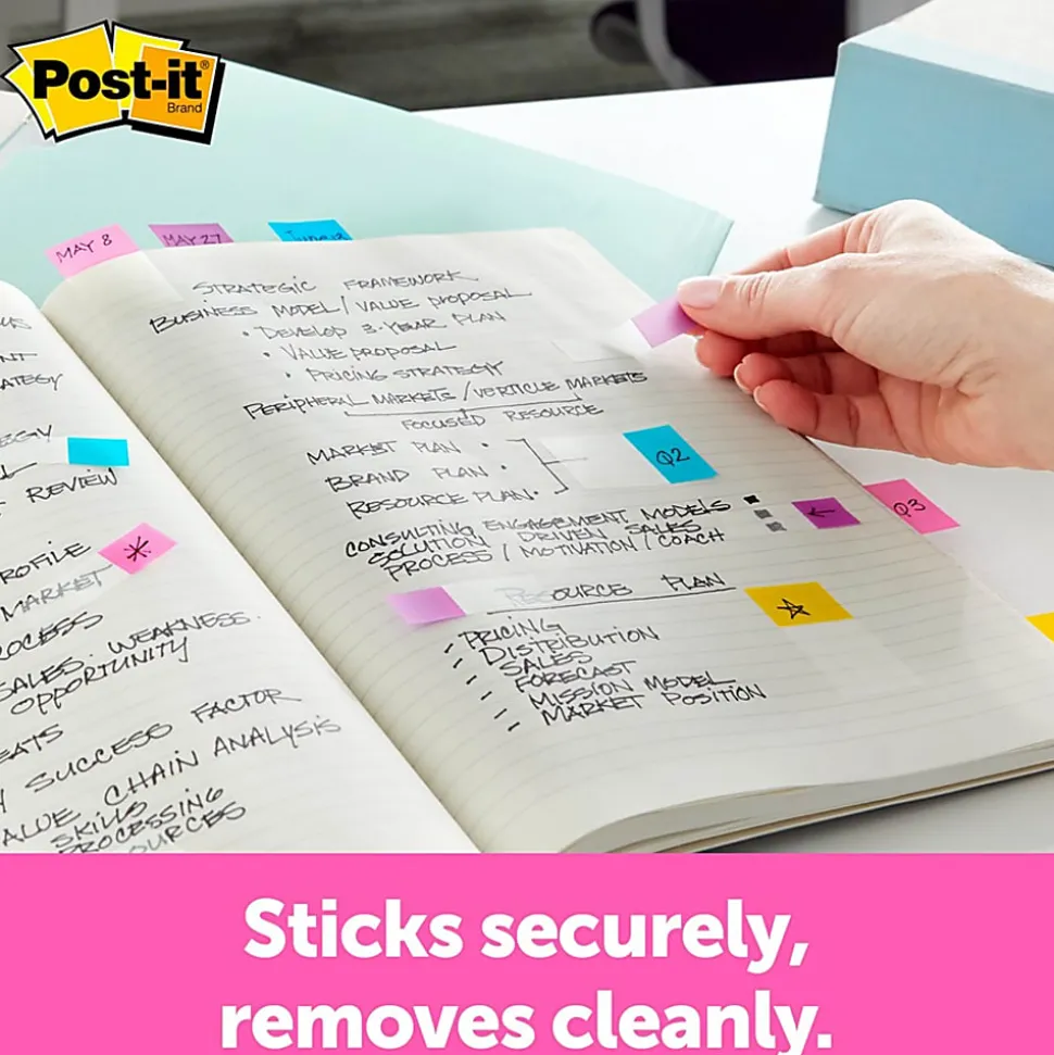 Post-it® Assorted 1/2" Portable Flags - Assorted - Self-stick - 189 / Pack