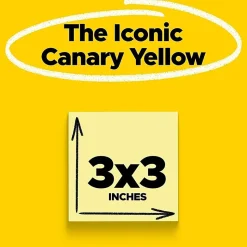 Post-it® Canary Yellow Original Note Pads - Removable - 100 Sheets - 24 / Bundle