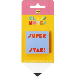 Post-it Cute Sticky Notes, 1.9 x 1.9 in, 1 Pad, 100 Sheets/Pad, Light Blue with Super Star! Header, Back to School Supplies