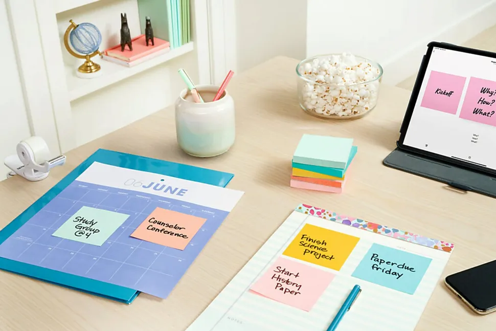 Post-it® Dispenser Pop-up Notes, 600 Total Notes, Pack Of 6 Pads, 3" x 3", Beachside Café Collection, 100 Notes Per Pad