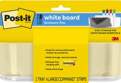 Post-it® Dry Erase Accessory Tray, 8-5/8” x 3-1/8" x 2-15/16", 1 Accessory Tray, 4 Adhesive Strips, Clear