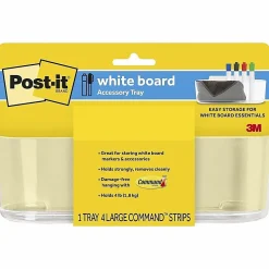 Post-it® Dry Erase Accessory Tray, 8-5/8” x 3-1/8" x 2-15/16", 1 Accessory Tray, 4 Adhesive Strips, Clear