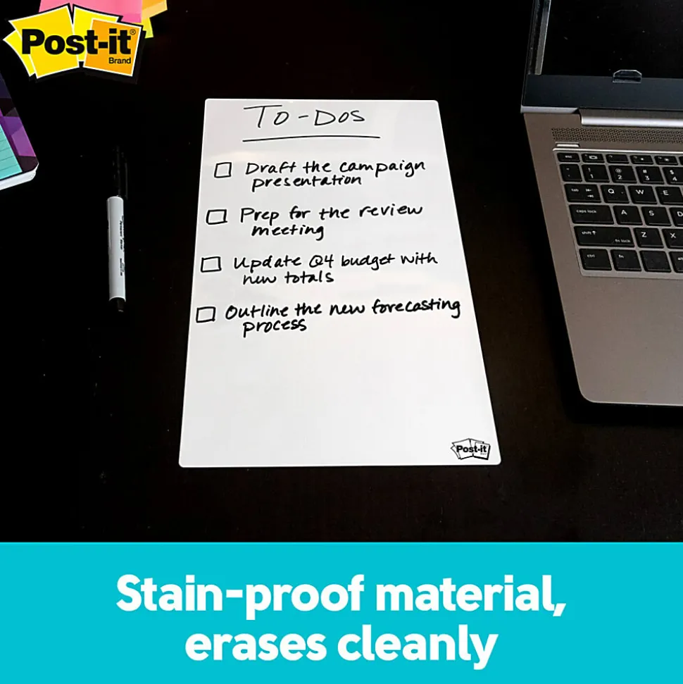 Post-it® Dry Erase Sheets, 7 in x 11.3 in, 1 Pack, 3 Sheets/Pack, White, DEFSHEETS-3PK