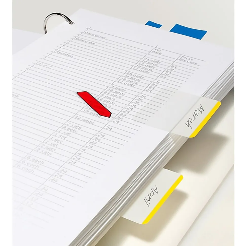 Post-it® Durable Tabs, 2 in. x 1.5 in. Pack of 24 Tabs, Beige, Green, Red, Canary Yellow