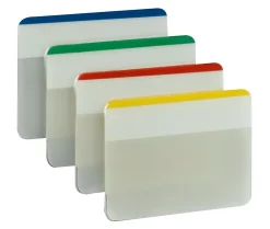 Post-it® Durable Tabs, 2 in. x 1.5 in. Pack of 24 Tabs, Beige, Green, Red, Canary Yellow