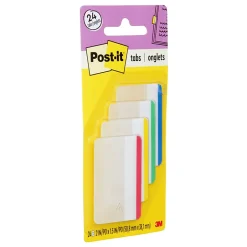 Post-it® Durable Tabs, 2 in. x 1.5 in. Pack of 24 Tabs, Beige, Green, Red, Canary Yellow