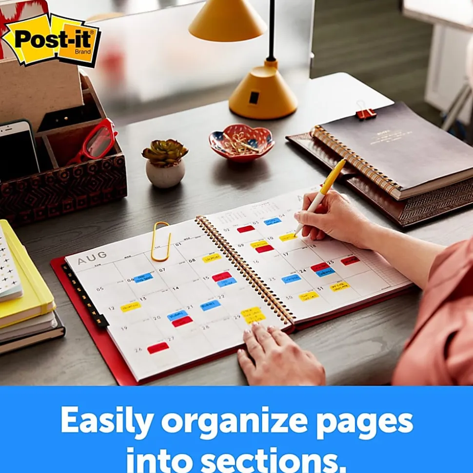 Post-it® Durable Tabs - 36 Write-on Tab(s) - 1.50" Tab x 1" Tab- Red, Yellow, Blue Tab(s) - Wear Resistant, Tear Resistant, Repositionable - 36 / Pack