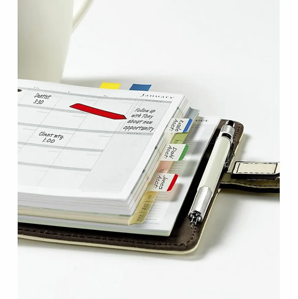 Post-it® Durable Tabs, 1" x 1 1/2", Blue/Green/Red Color Bars, 22 Flags Per Pad, Pack Of 3 Pads