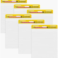 Post-it® Easel Pads, 25 in x 30 in, 6 Pads, 30 Sheets/Pad, 30 Sheets/Pad, Lined, Great for Virtual Teachers and Students, White