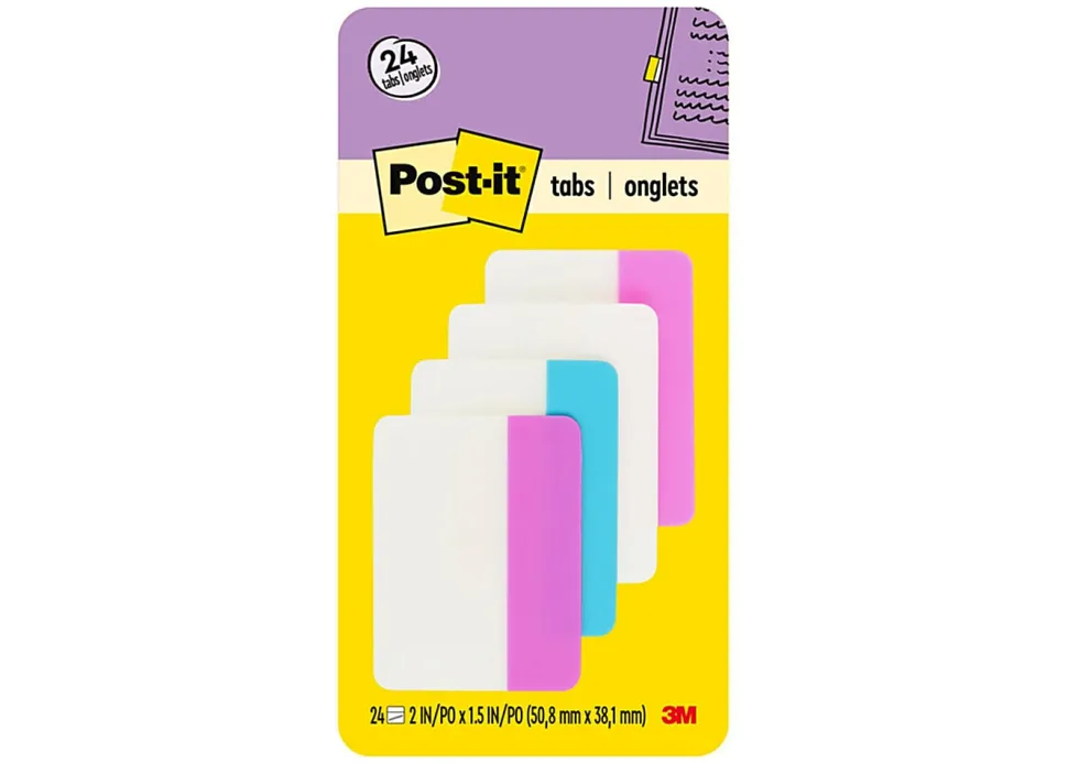 Post-it® Filing Tabs, 2 in. x 1.5 in., Pack of 24 Tabs