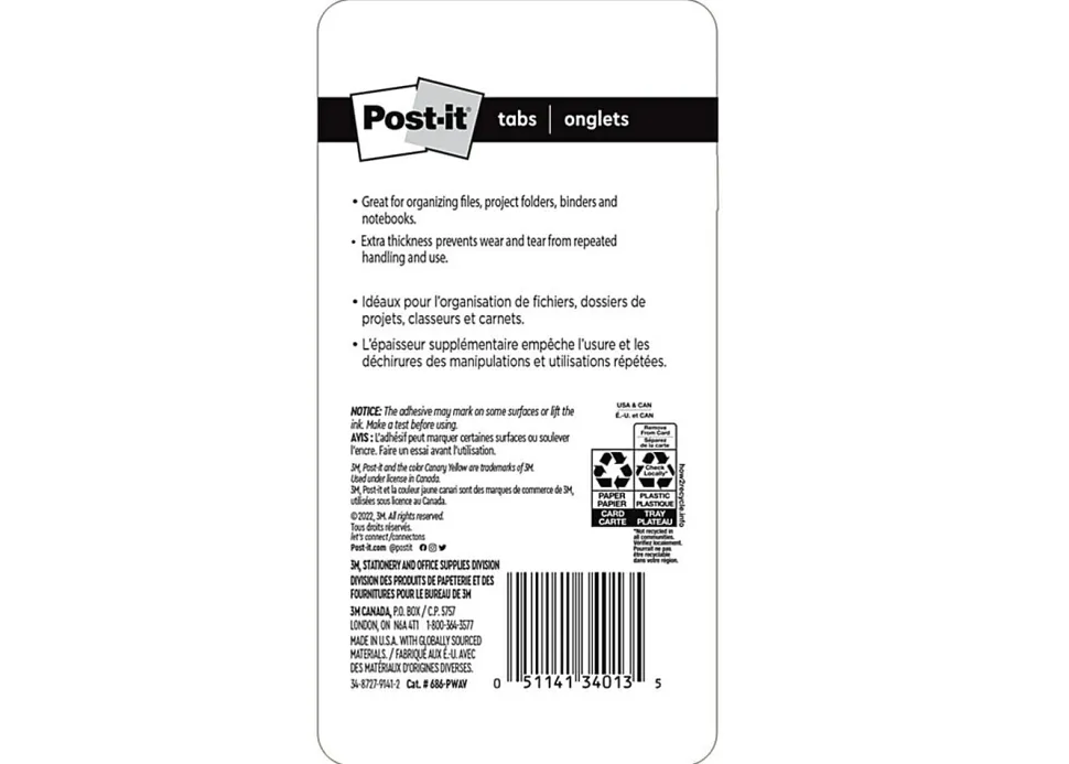 Post-it® Filing Tabs, 2 in. x 1.5 in., Pack of 24 Tabs