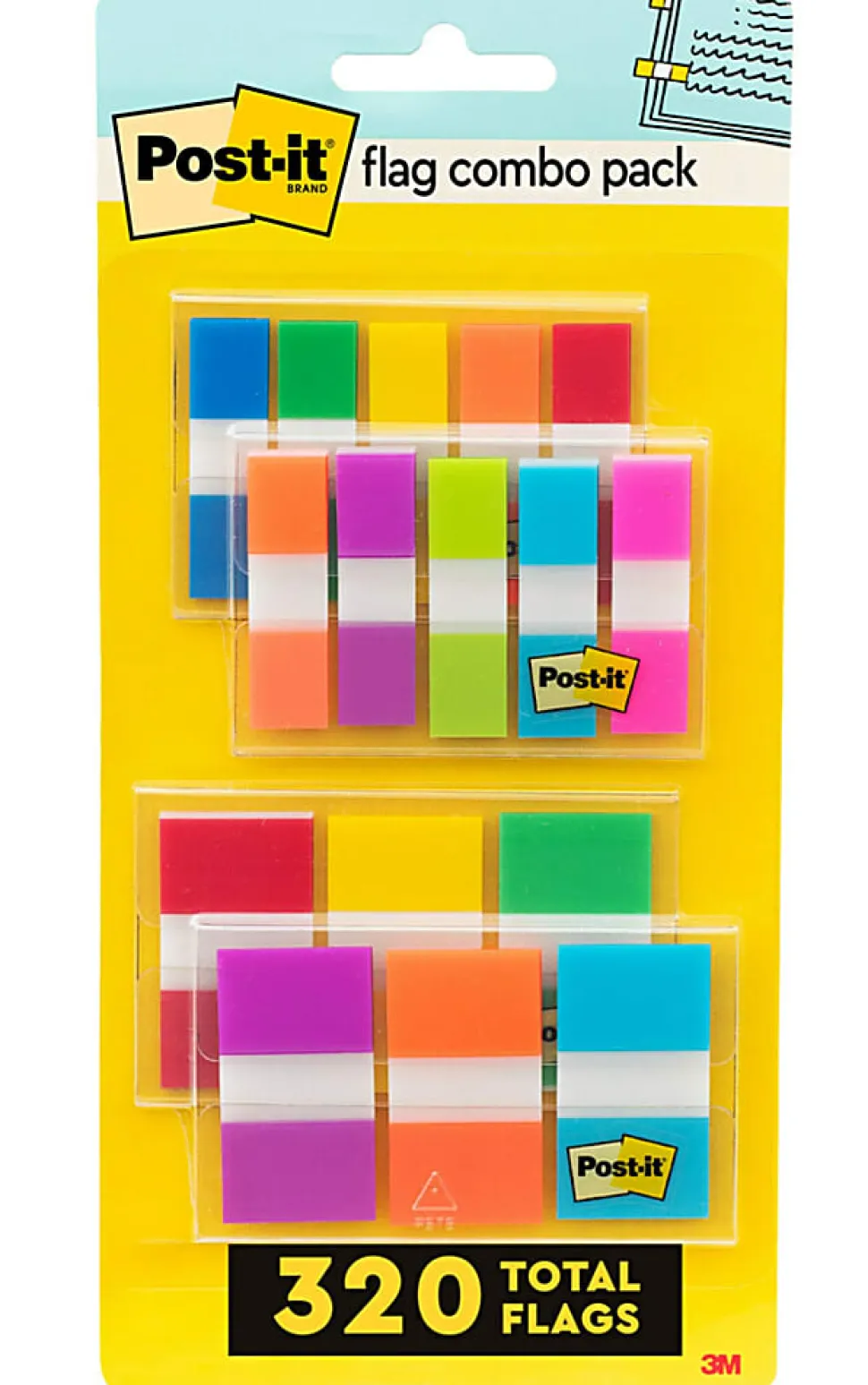 Post-it® Flag Multipack, 1/2" And 1", Assorted Colors, Pack Of 320