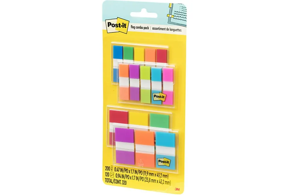 Post-it® Flag Multipack, 1/2" And 1", Assorted Colors, Pack Of 320