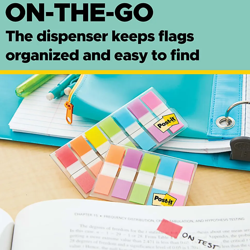 Post-it® Flags, 1", Assorted Colors, 20 Flags Per Pad, Pack Of 3 Pads