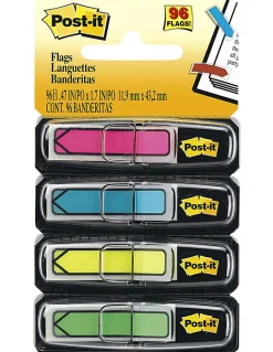 Post-it® Flags, .5 in. x 1.7 in., 4 Dispensers, 24 Flags/Dispenser, Assorted Bright Colors, School Supplies for Students, Flags for Textbooks