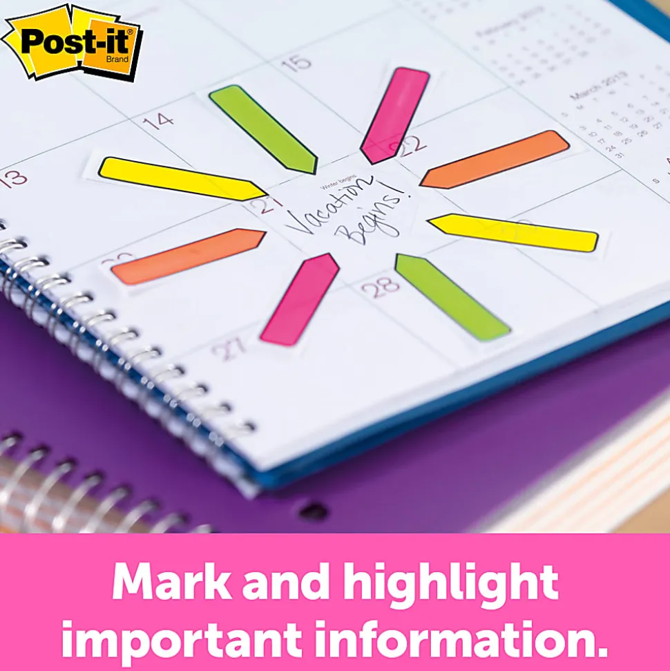 Post-it® Flags, .5 in. x 1.7 in., 4 Dispensers, 24 Flags/Dispenser, Assorted Bright Colors, School Supplies for Students, Flags for Textbooks