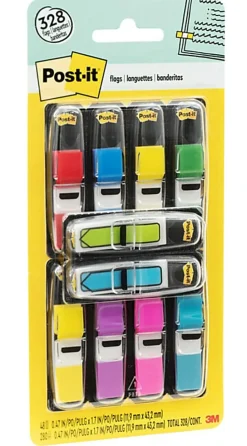 Post-it® Flags, .47 in. x 1.7 in., 8 Dispensers, 35 Flags Per Dispenser, Assorted Colors, Back to School Supplies for Students, Flags for Textbooks