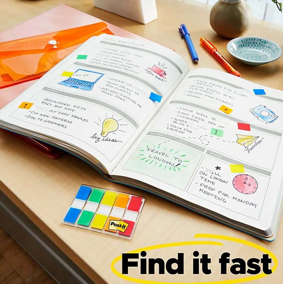 Post-it® Flags, 1 in. x 1.7 in., 12 Dispensers, 50 Flags/Dispenser, Yellow, School Supplies for Students, Flags for Textbooks and Notebooks