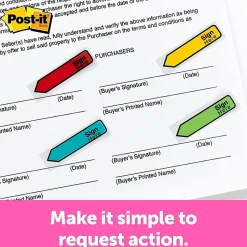 Post-it® Flags, .47 in. x 1.7 in., 4 Dispensers, 20 Flags/Dispenser, Assorted Bright Colors, 