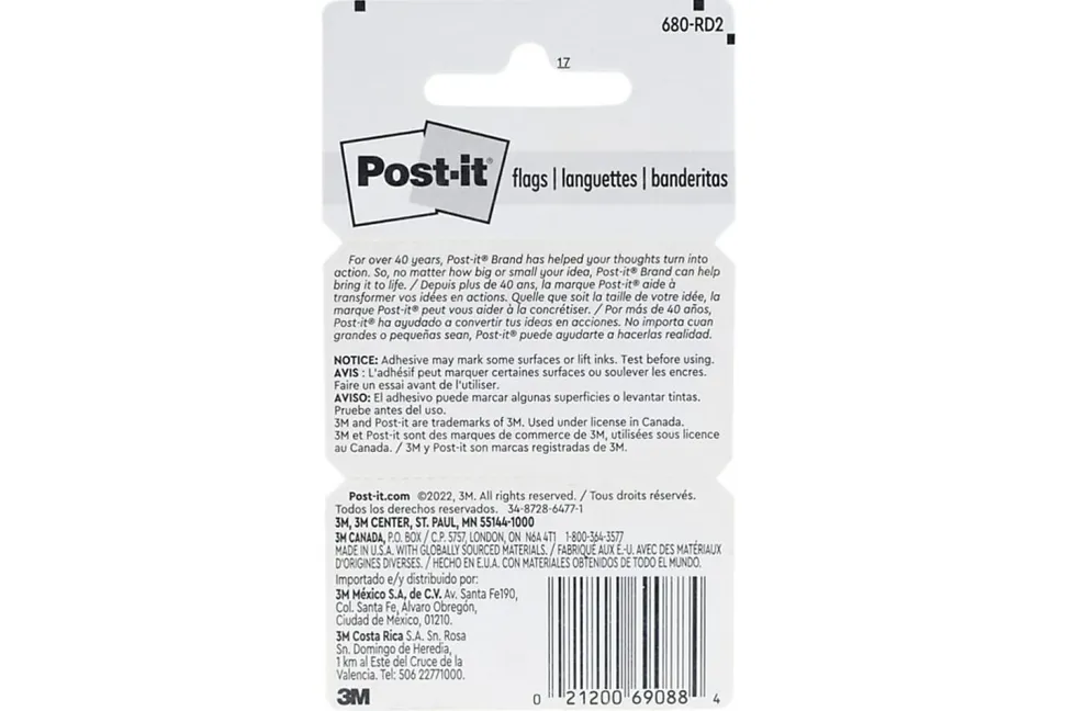 Post-it® Flags, 1 in. x 1.7 in., 12 Dispensers, 50 Flags/Dispenser, Red, School Supplies for Students, Flags for Textbooks and Notebooks