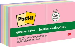 Post-it® Greener Notes, 3 in x 3 in, 12 Pads, 100 Sheets/Pad, Clean Removal, Sweet Sprinkles Collection