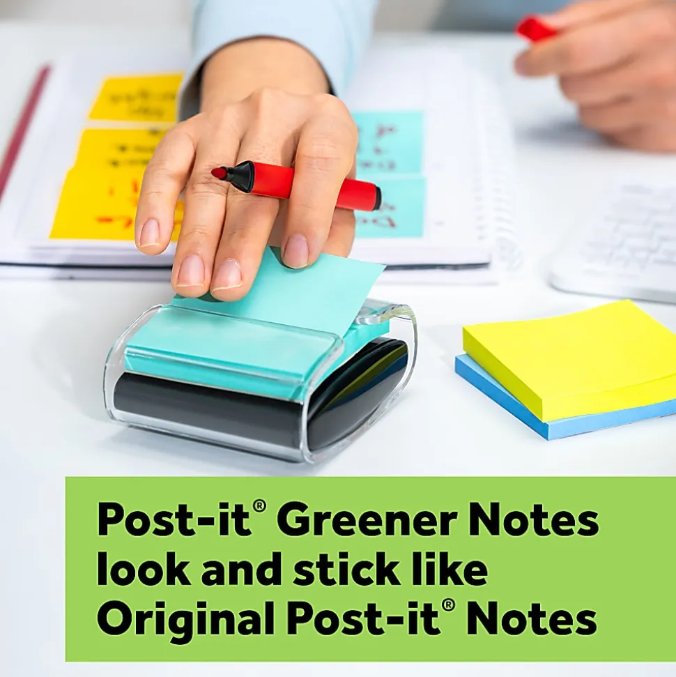 Post-it® Greener 100% Recycled Paper Pop Up Notes, 3 x 3 in, 12 Sticky Note Pads, 100 Sheets/Pad, Accordion Sticky Notes, Sweet Sprinkles