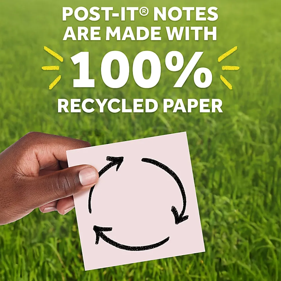 Post-it® Greener 100% Recycled Paper Notes, 3 x 3 in, 24 Bulk Sticky Note Pads, 75 Sheets/Pad, School Supplies and Office Products, Sweet Sprinkles