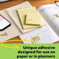 Post-it® Greener 100% Recycled Paper Notes, 1.38 x 1.88 in, 12 Mini Sticky Note Pads, 100 Sheets/Pad, School and Office Supplies, Canary Yellow