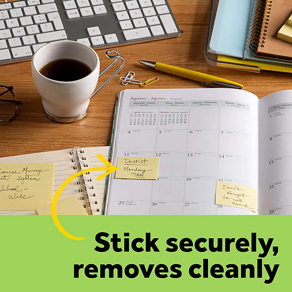 Post-it® Greener 100% Recycled Paper Notes, 1.38 x 1.88 in, 12 Mini Sticky Note Pads, 100 Sheets/Pad, School and Office Supplies, Canary Yellow