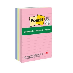 Post-it® Greener 100% Recycled Paper Notes, 4 x 6 in, 5 Lined Sticky Note Pads, 100 Sheets/Pad, School Supplies and Office Products, Sweet Sprinkles
